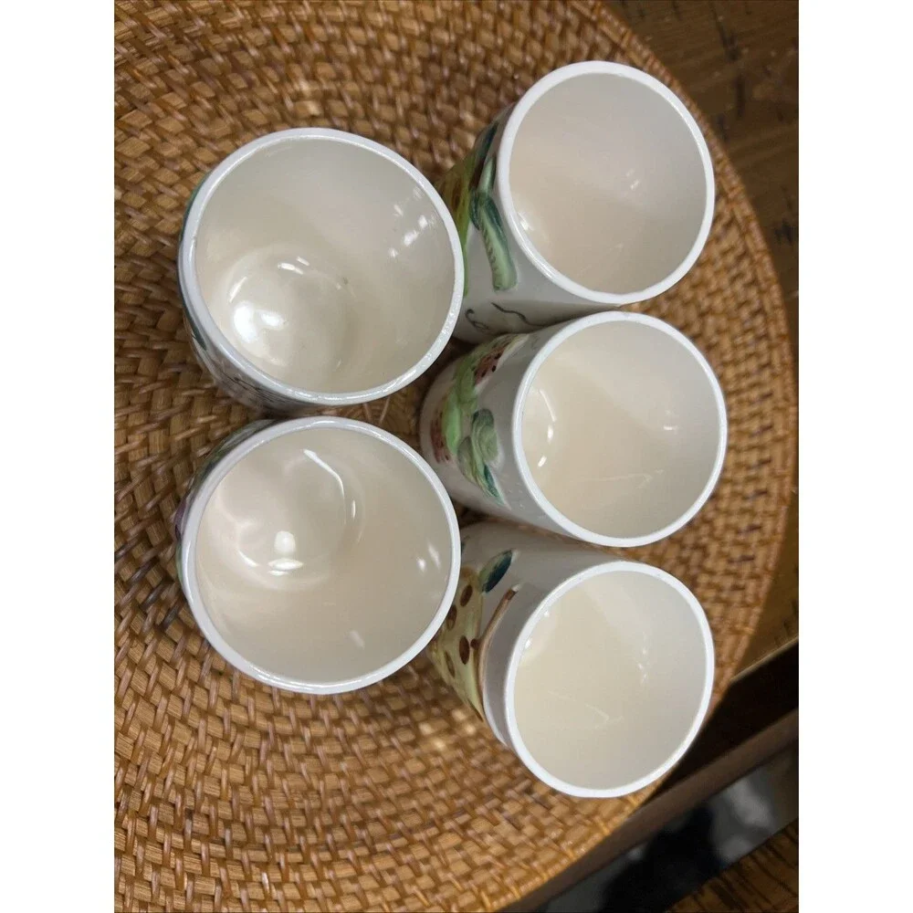 Vintage Fruit Pattern Ceramic Juice Tumblers - Japan (5)